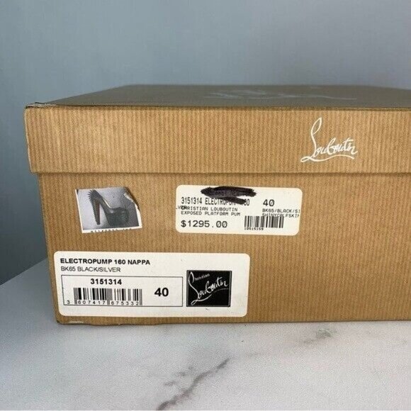 CHRISTIAN LOUBOUTIN Electropump Black Napa Leather Platform Spiked Red Sole Pump - Picture 13 of 16